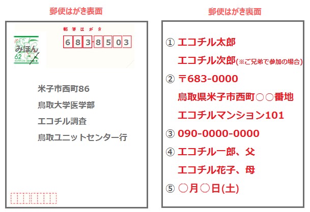 ガイナーレはがき記入例(使用)