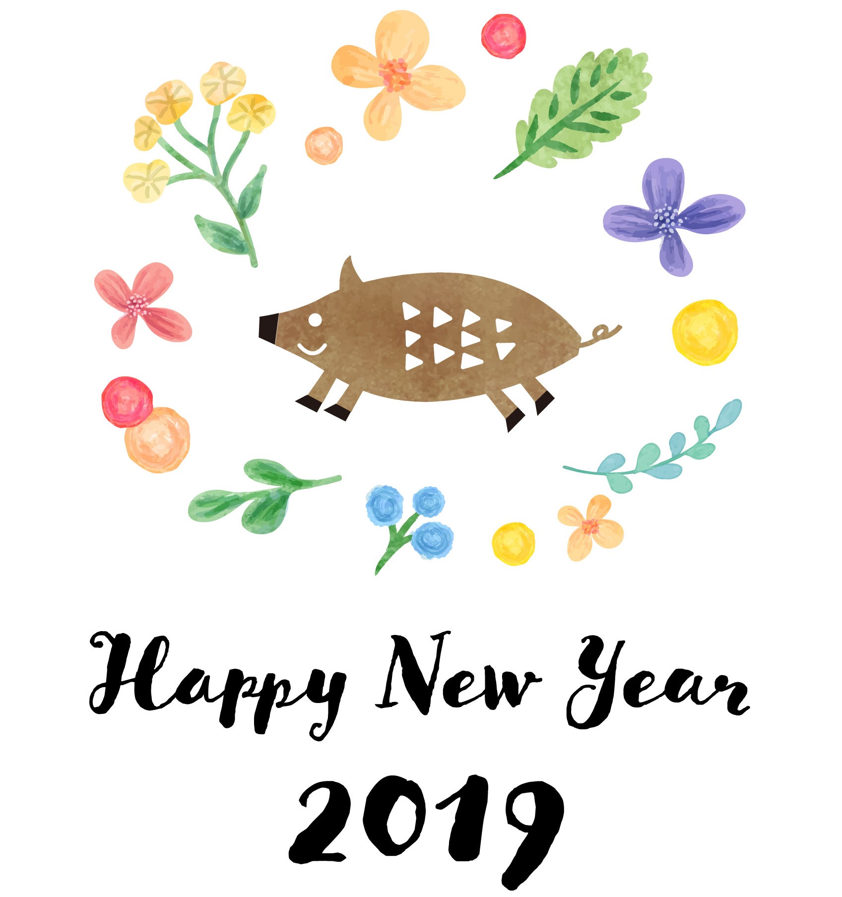 いのしし年賀イラスト